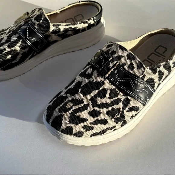 “Hey Dude” Black Cheetah-Leopard Print Slip-On “Nora Mule”Women's Shoes - Picture 6 of 8